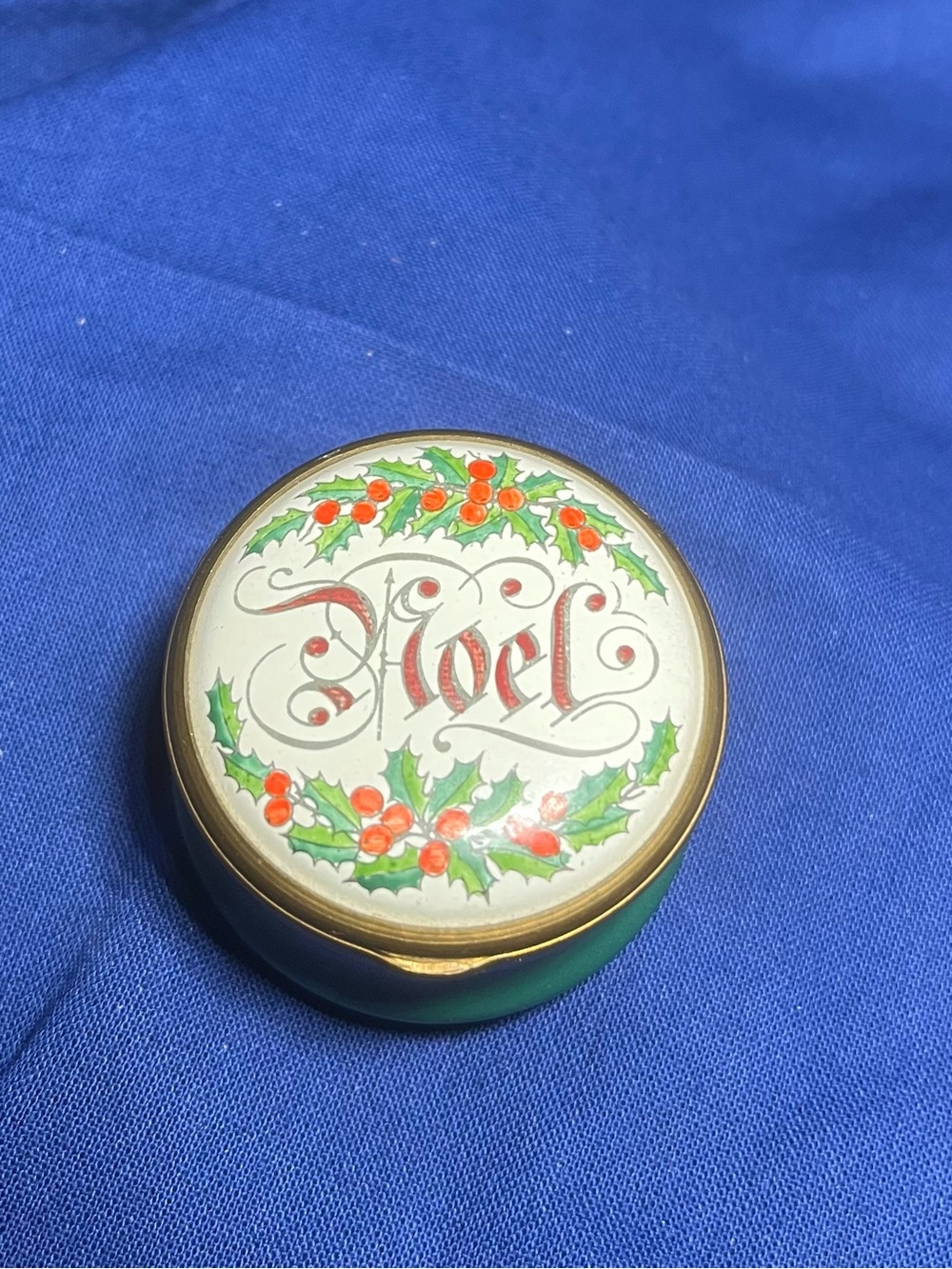Halcyon Days Enamel Vintage Christmas Trinket Box